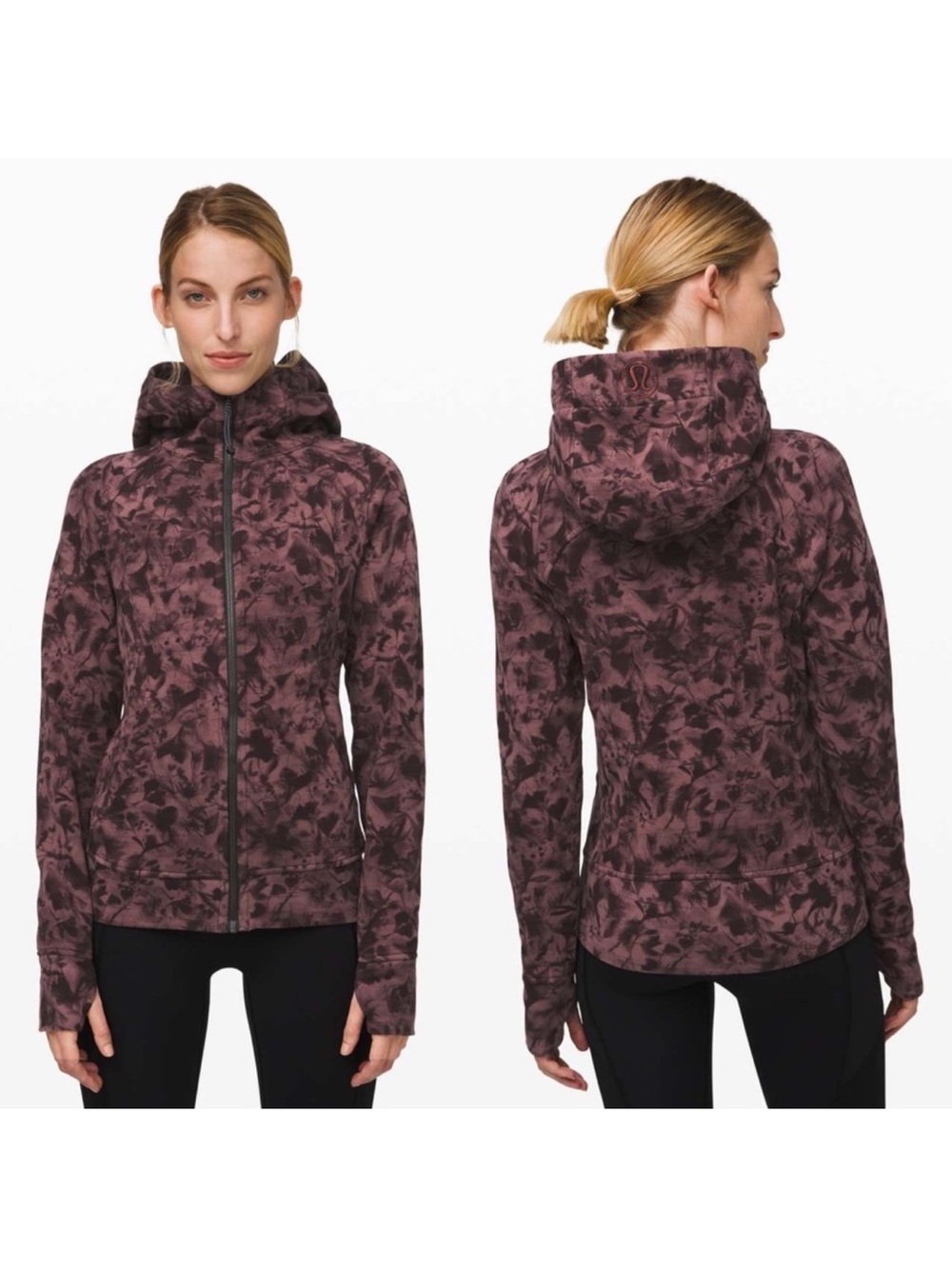 Lululemon Athletica Scuba Hoodie Cotton Fleece Mini Dusk Floral Antique Bark Siz